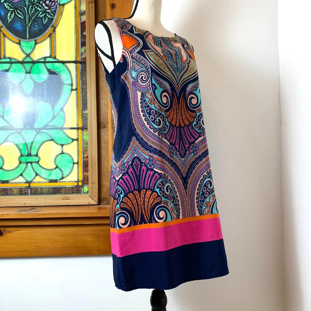 Vintage Psychedelic MOD Retro 60s Renneec. Midi Dress- S - Picture 3 of 10
